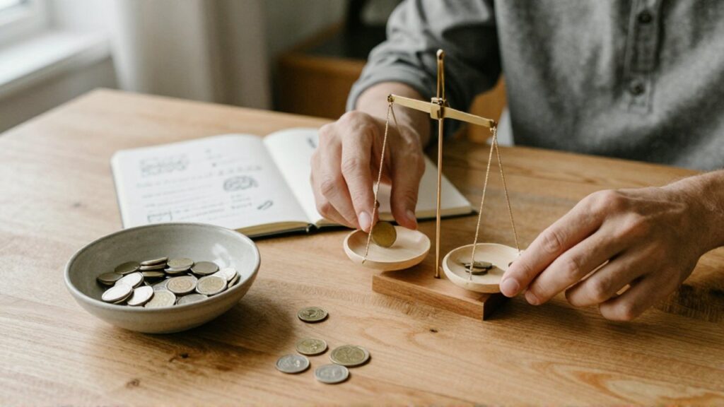 Manos organizando monedas